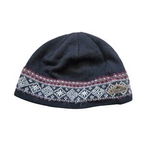 Kootenay Knitting Co Canada Ski Snow Hat Beanie Black Wool Fleece Nordic Medium